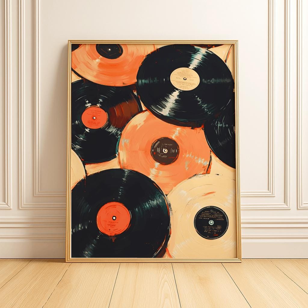 Eclectic Vinyl Record Art Print – Retro Music Wall Decor, Vintage LP Poster (Digital Download)