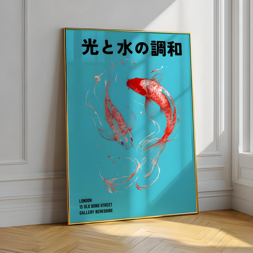 Japanese Red Koi Fish Art Print – Zen Minimalist Carp Poster (Digital Download)
