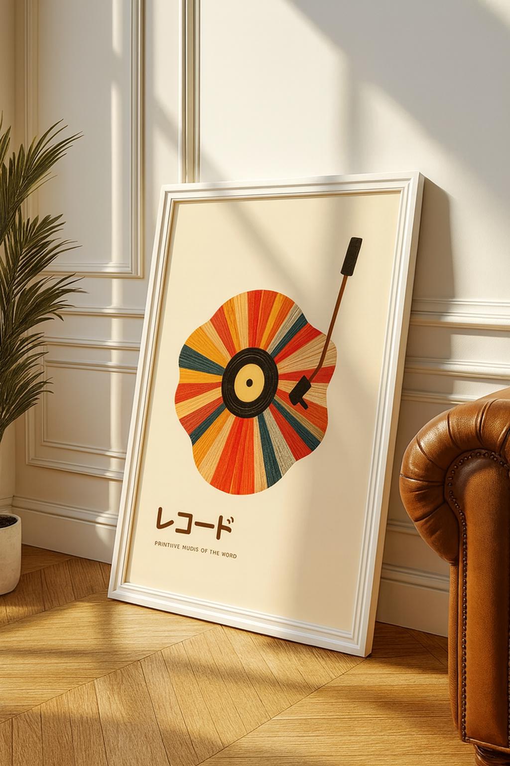 Japanese Retro Vinyl Record Poster – Vintage Music Art Print (Digital Download)