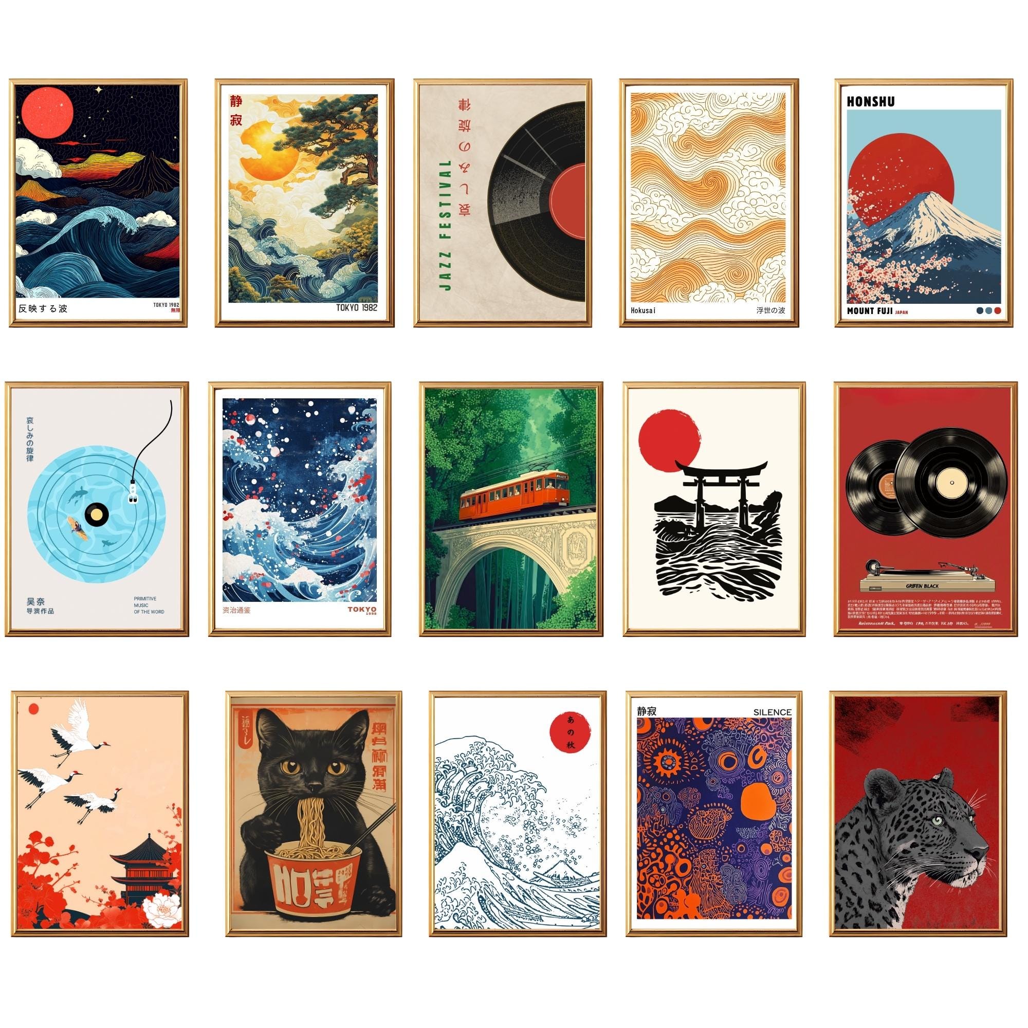 Japanese Wall Art Set of 50 Prints – Japandi Aesthetic Gallery Wall Decor (Digital Download, JPG & PDF)