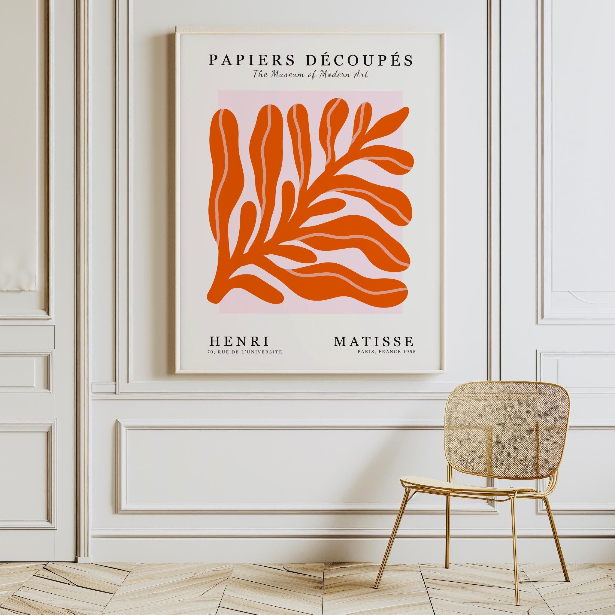 Matisse Cut Outs Poster – Abstract Orange Leaf Print, Modern Minimalist Wall Art (Digital Download)