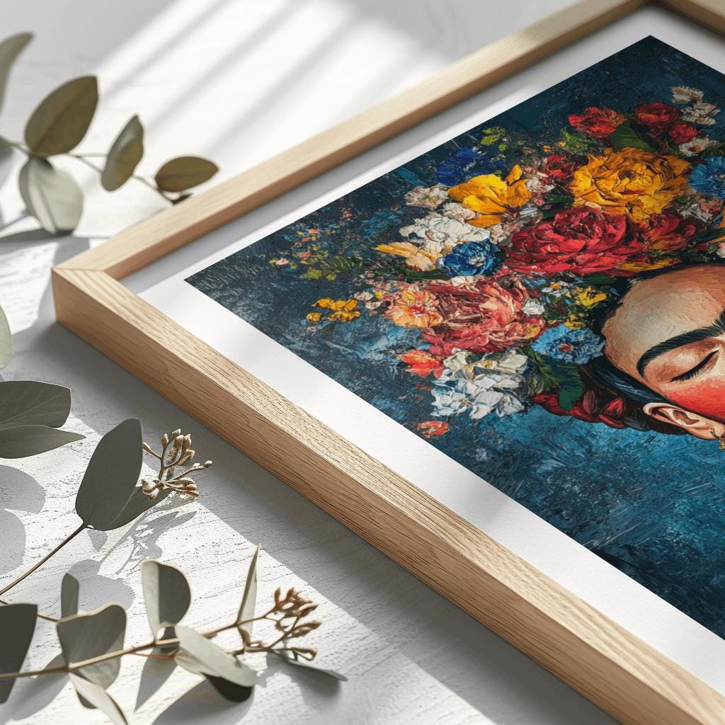Frida Kahlo–Inspired Portrait Poster – Vibrant Mexican Art Print (Digital Download)