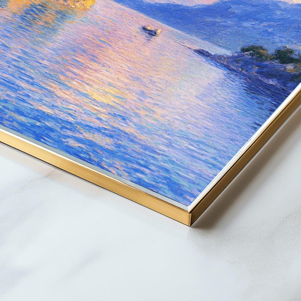 Impressionist Lake & Mountain Poster – Monet-Inspired Landscape Art | Digital Download
