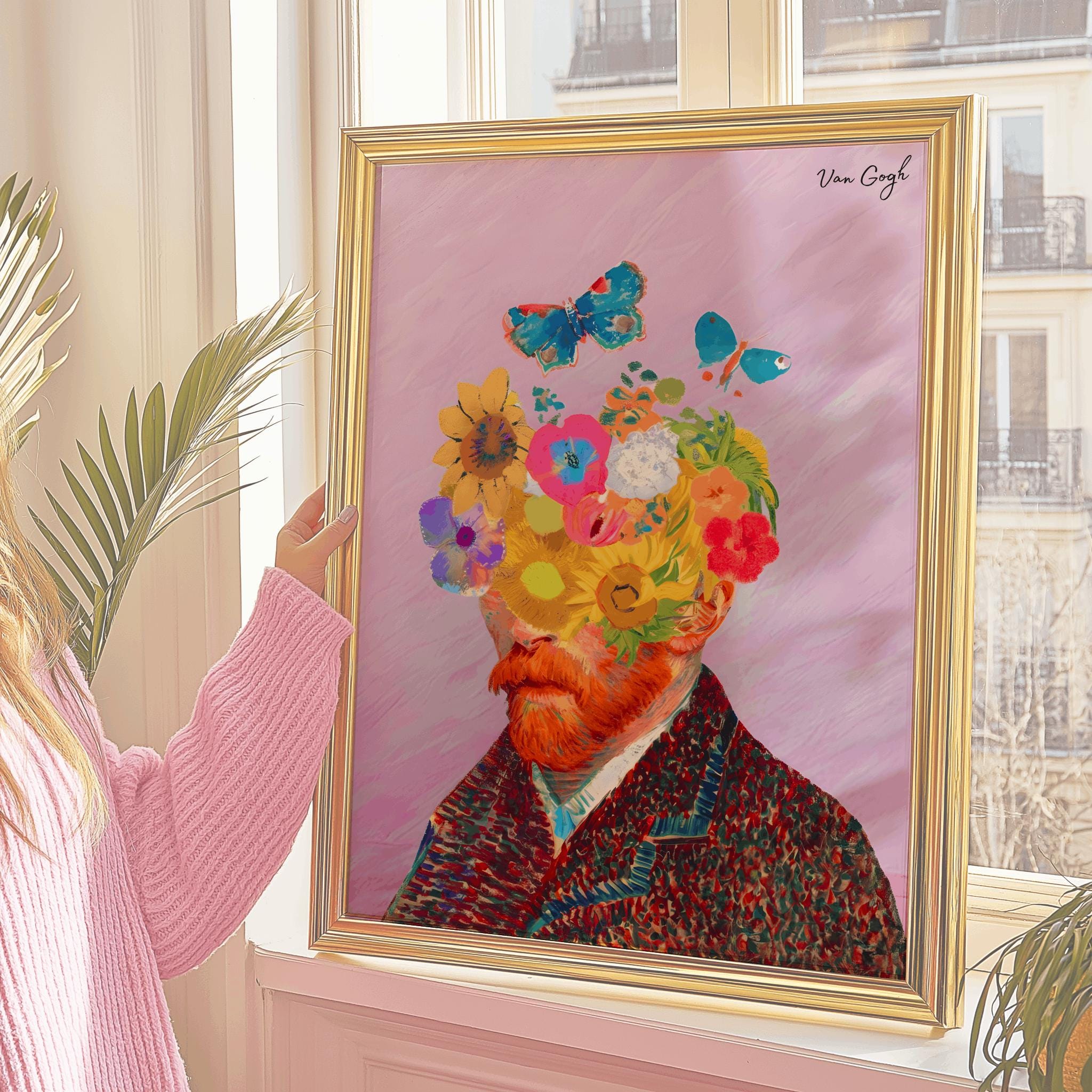 Van Gogh Floral Self Portrait Art Print: Eclectic Altered Art (Digital Download)
