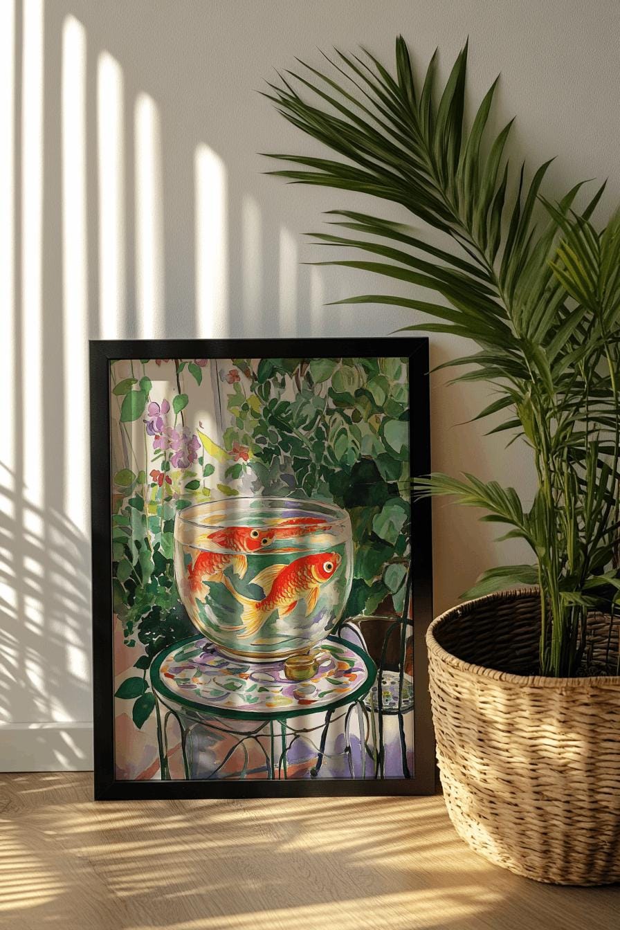 Matisse-Inspired Goldfish Print – Colorful Expressionist Wall Art (Digital Download)