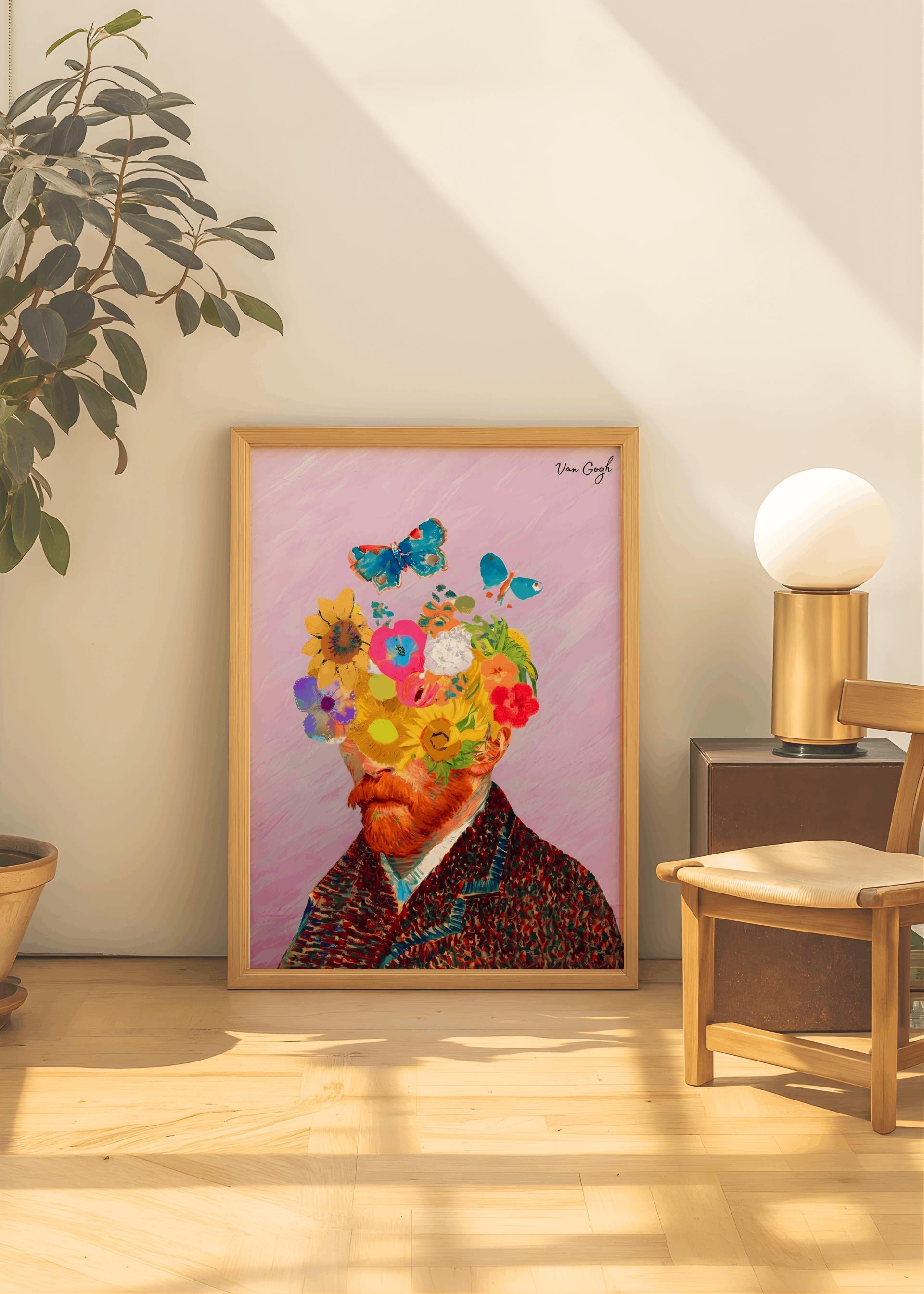 Van Gogh Floral Self Portrait Art Print: Eclectic Altered Art (Digital Download)