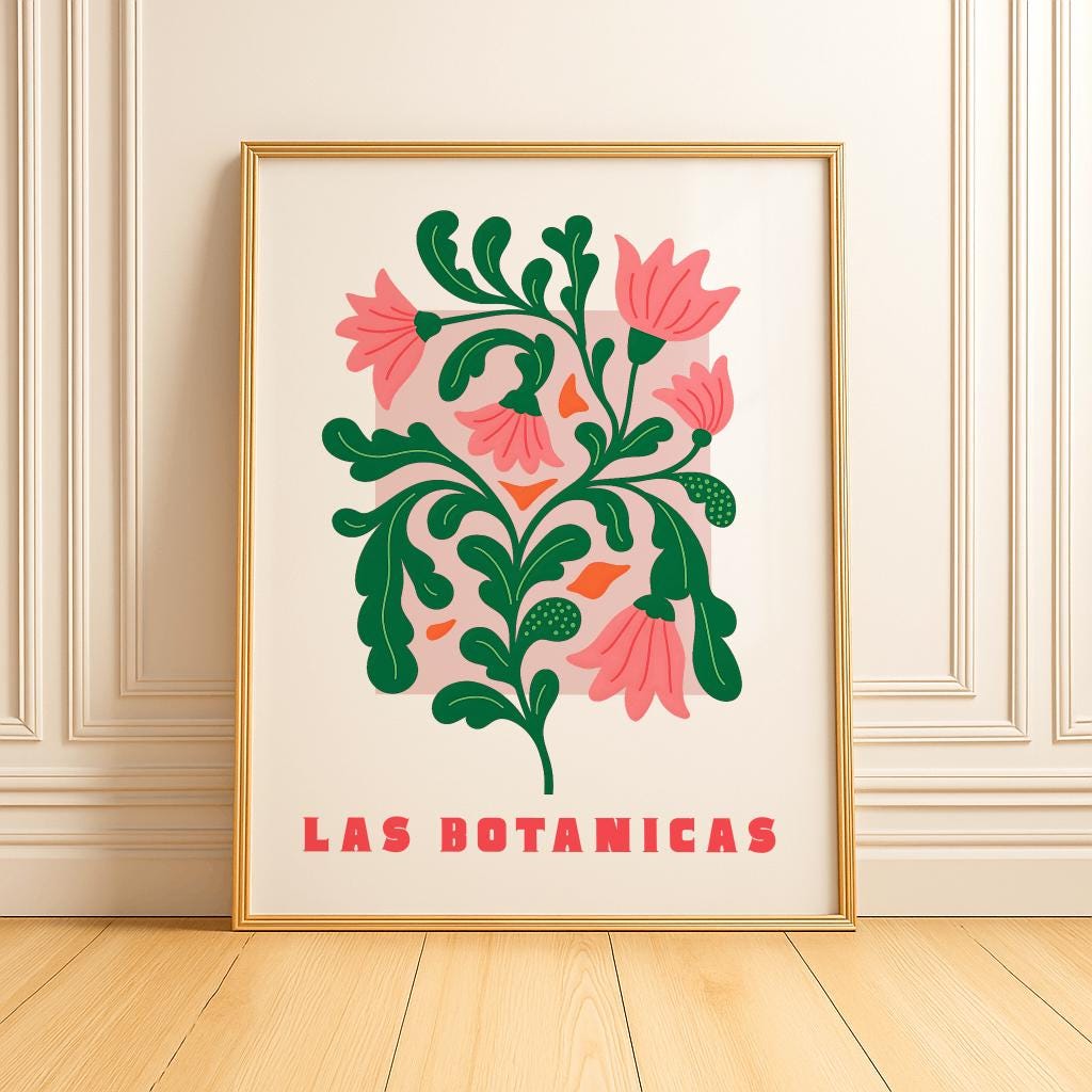 Las Botanicas Floral Print – Modern Folk Botanical Art (Digital Download)