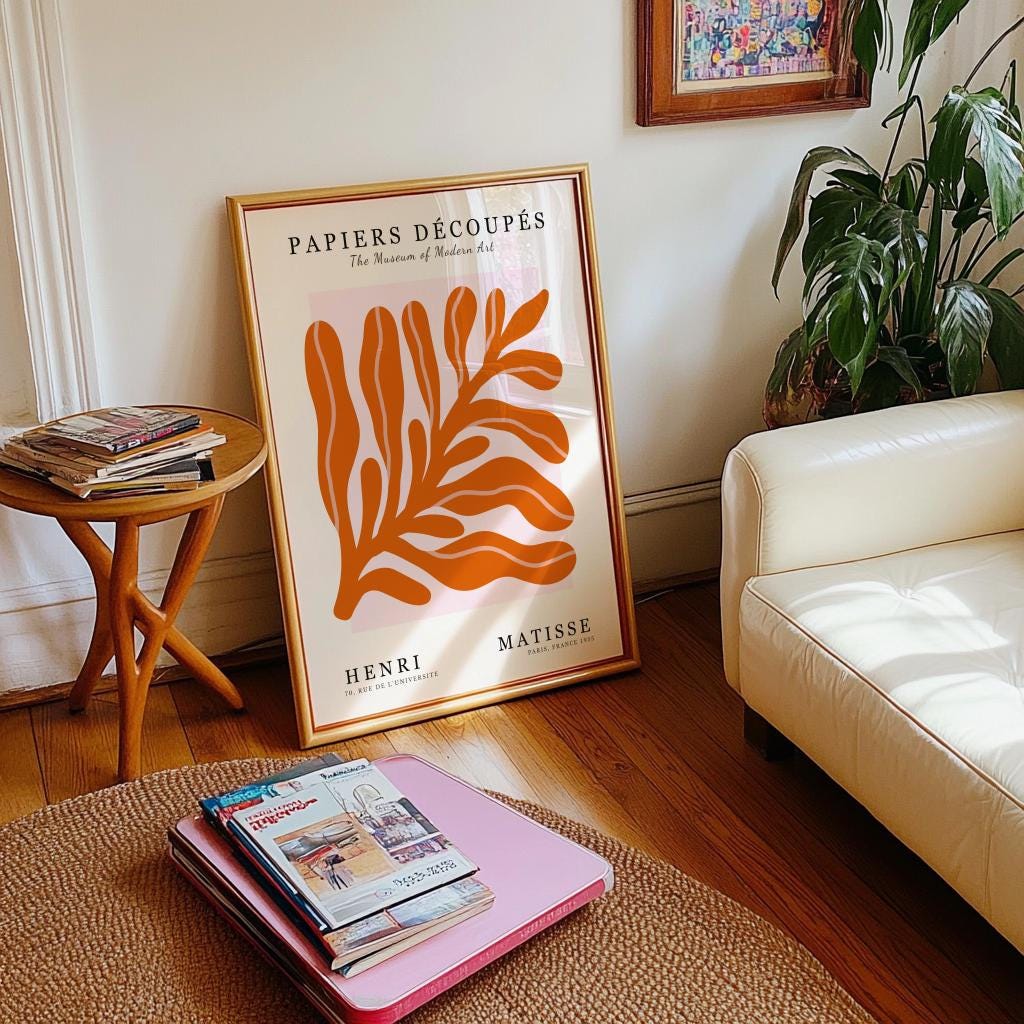 Matisse Cut Outs Poster – Abstract Orange Leaf Print, Modern Minimalist Wall Art (Digital Download)