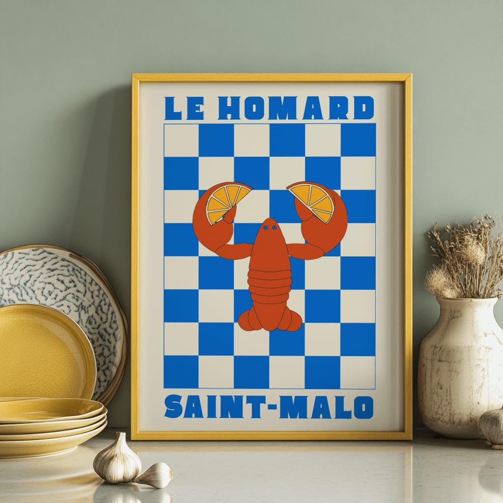 French Chef Lobster Print: Le Homard Saint Giclée Poster (Digital Download