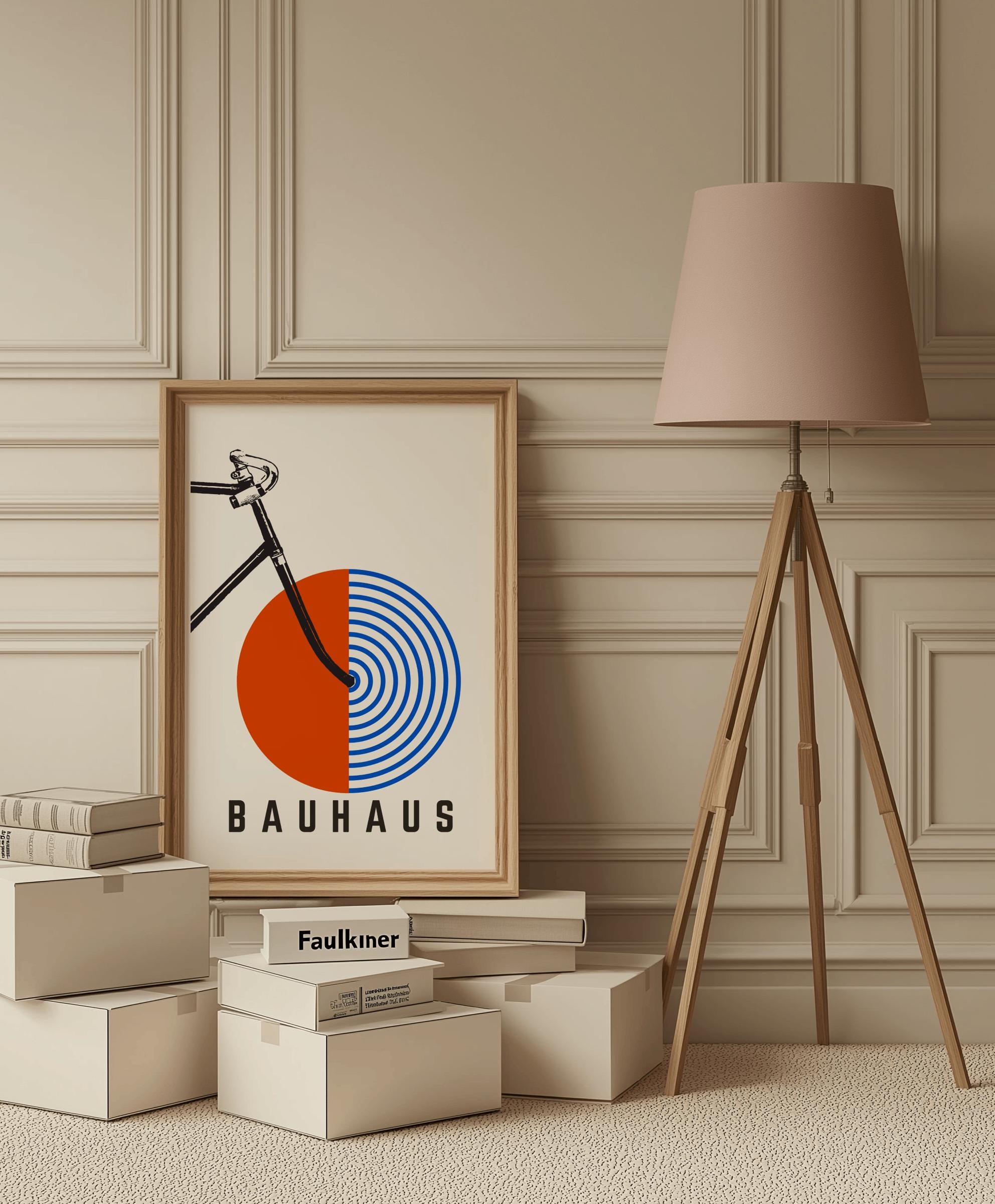 Vintage Bicycle Bauhaus Poster – Retro Mid-Century Cycling Art (Digital Download)