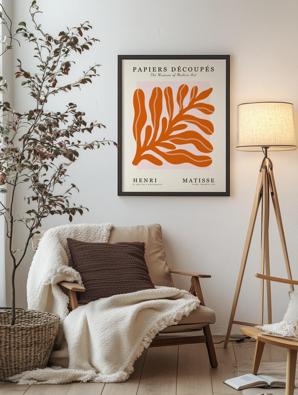 Matisse Cut Outs Poster – Abstract Orange Leaf Print, Modern Minimalist Wall Art (Digital Download)