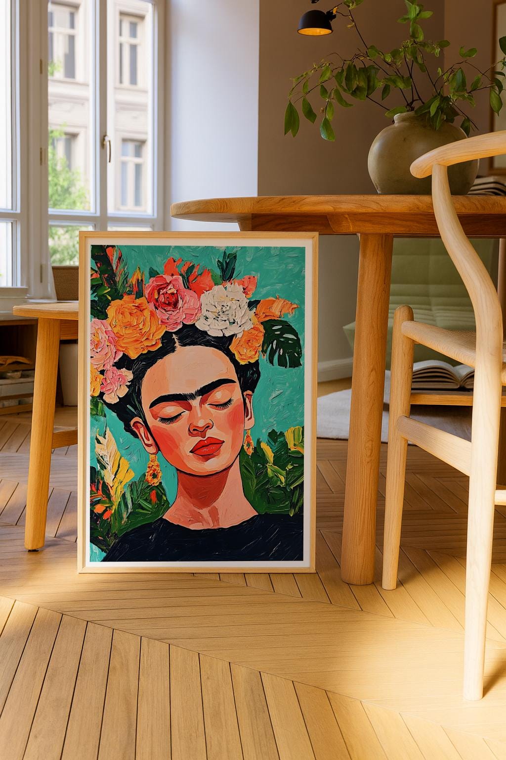 Frida Kahlo–Inspired Portrait Print – Vibrant Feminist Mexican Art (Digital Download)