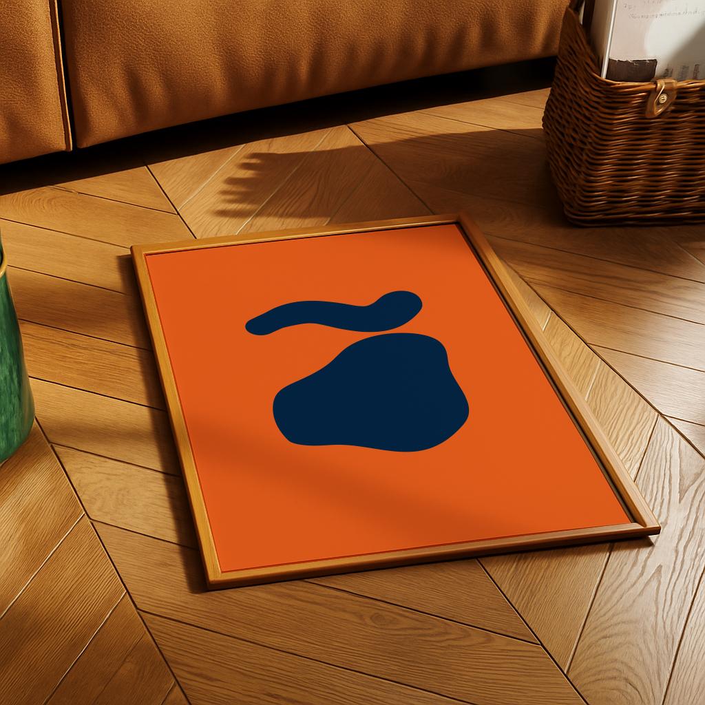 Orange & Navy Abstract Poster – Mid-Century Minimal Art Print | Digital Download