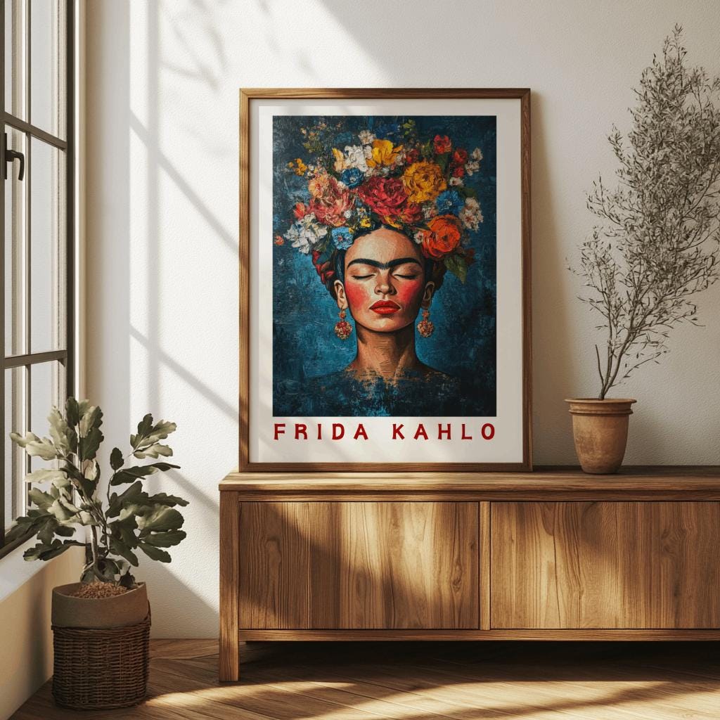 Frida Kahlo–Inspired Portrait Poster – Vibrant Mexican Art Print (Digital Download)