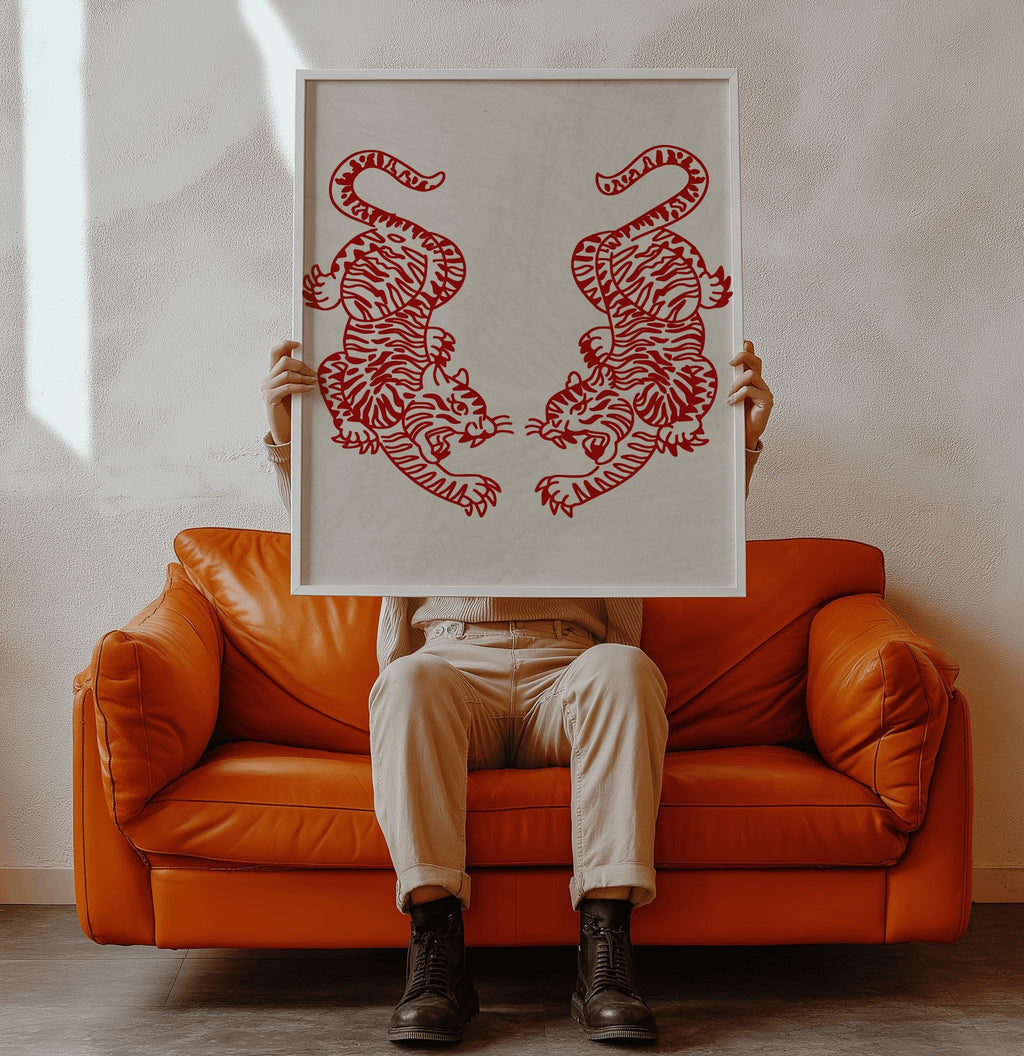Tiger Wall Art – Japanese Minimalist Poster, Digital Download