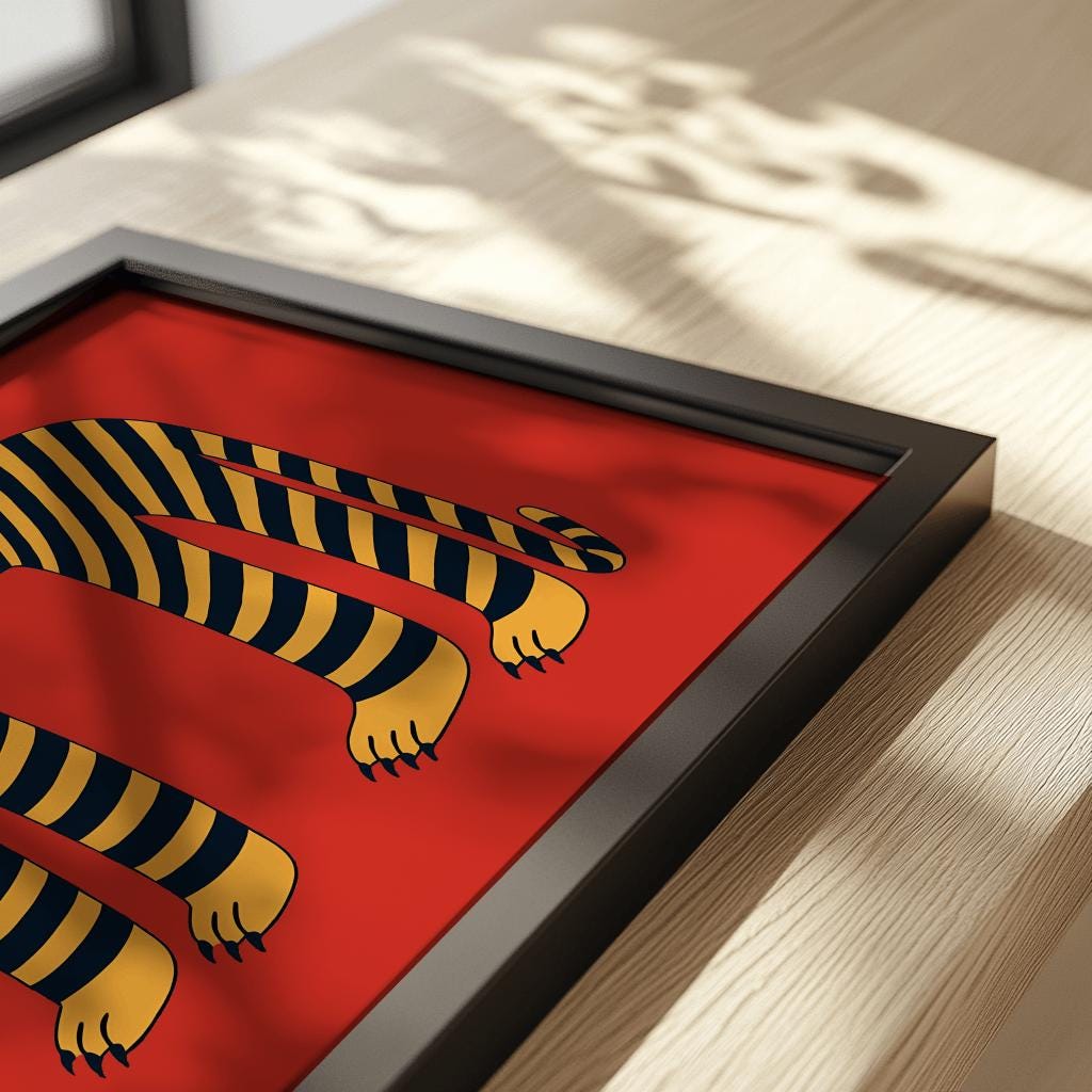 Minimalist Tiger Art Print – Quirky Animal Illustration, Modern Wall Decor (Digital Download)
