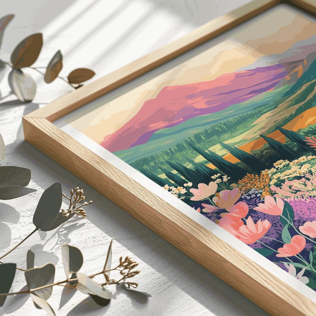 Mountain Wildflower Art Print: Colorful Botanical Scenery (PDF)