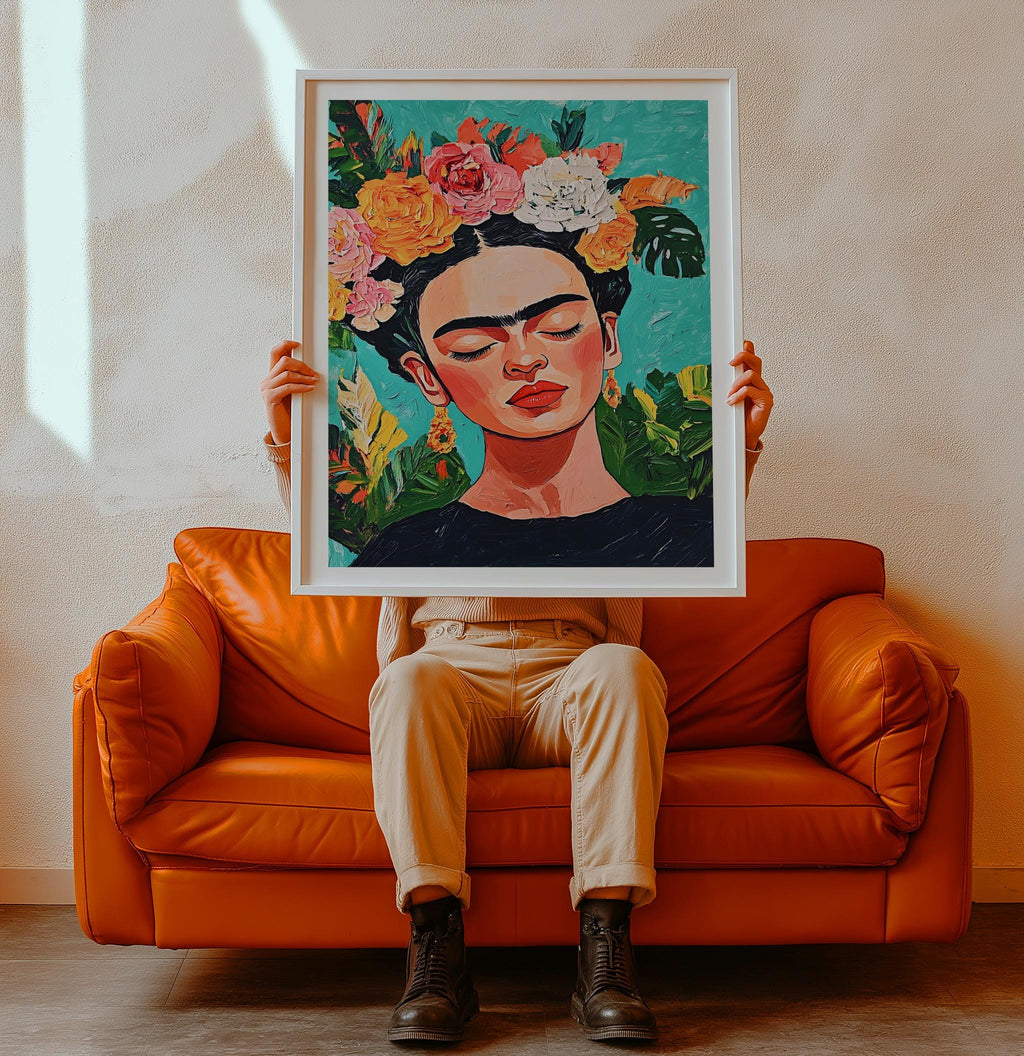 Frida Kahlo–Inspired Portrait Print – Vibrant Feminist Mexican Art (Digital Download)