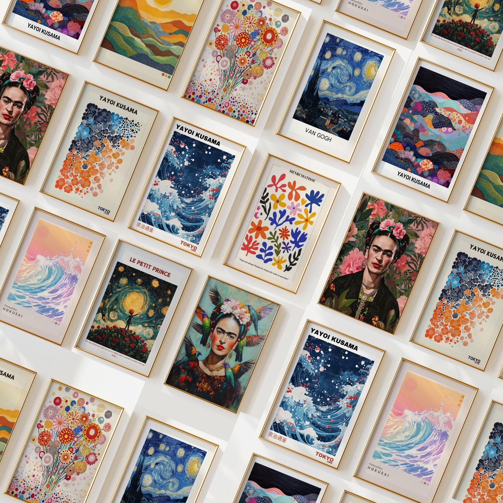 Gallery Wall Art Bundle (Set of 12) – Eclectic Printable Art Pack, Frida Kahlo & Modern Artist Inspired Digital Prints