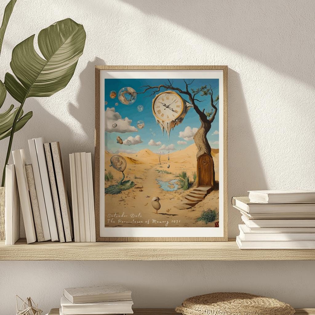 Dali Melting Clock Inspired Art Print – Surrealist Desert Dreamscape Poster (Digital Download)