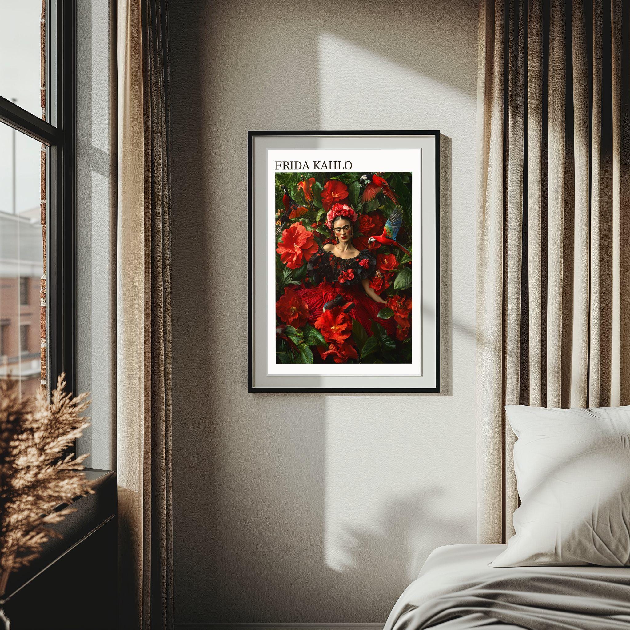Frida Kahlo Floral Portrait: Mexican Feminist Art Print (Digital Download)