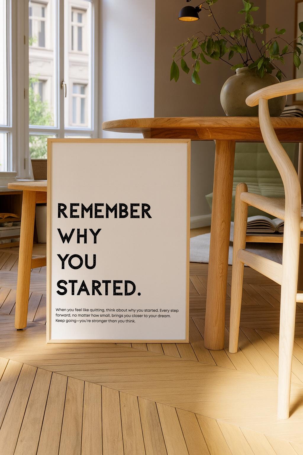 Remember Why You Started – Minimal Motivational Quote Print (Digital Download)