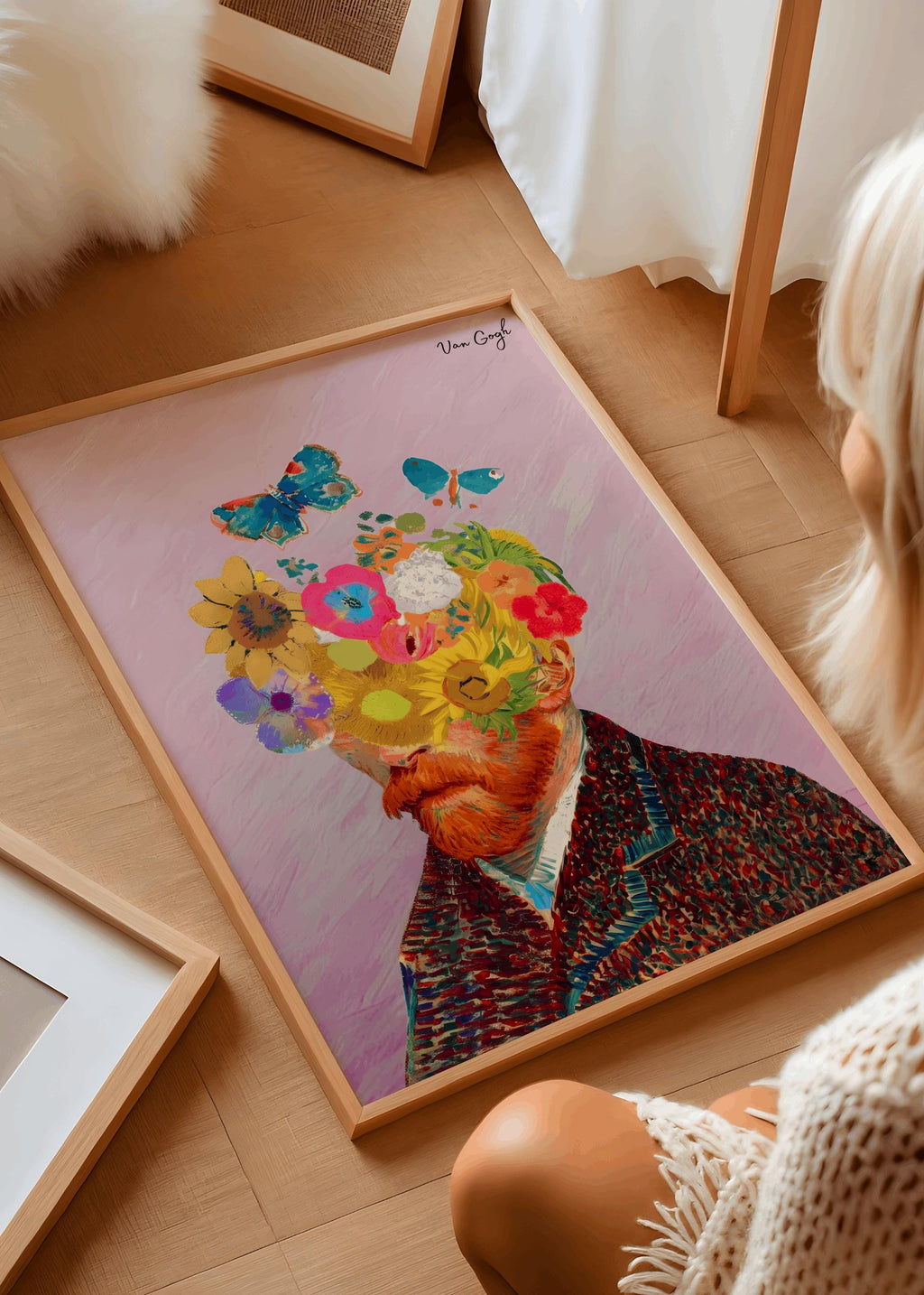 Van Gogh Floral Self Portrait Art Print: Eclectic Altered Art (Digital Download)