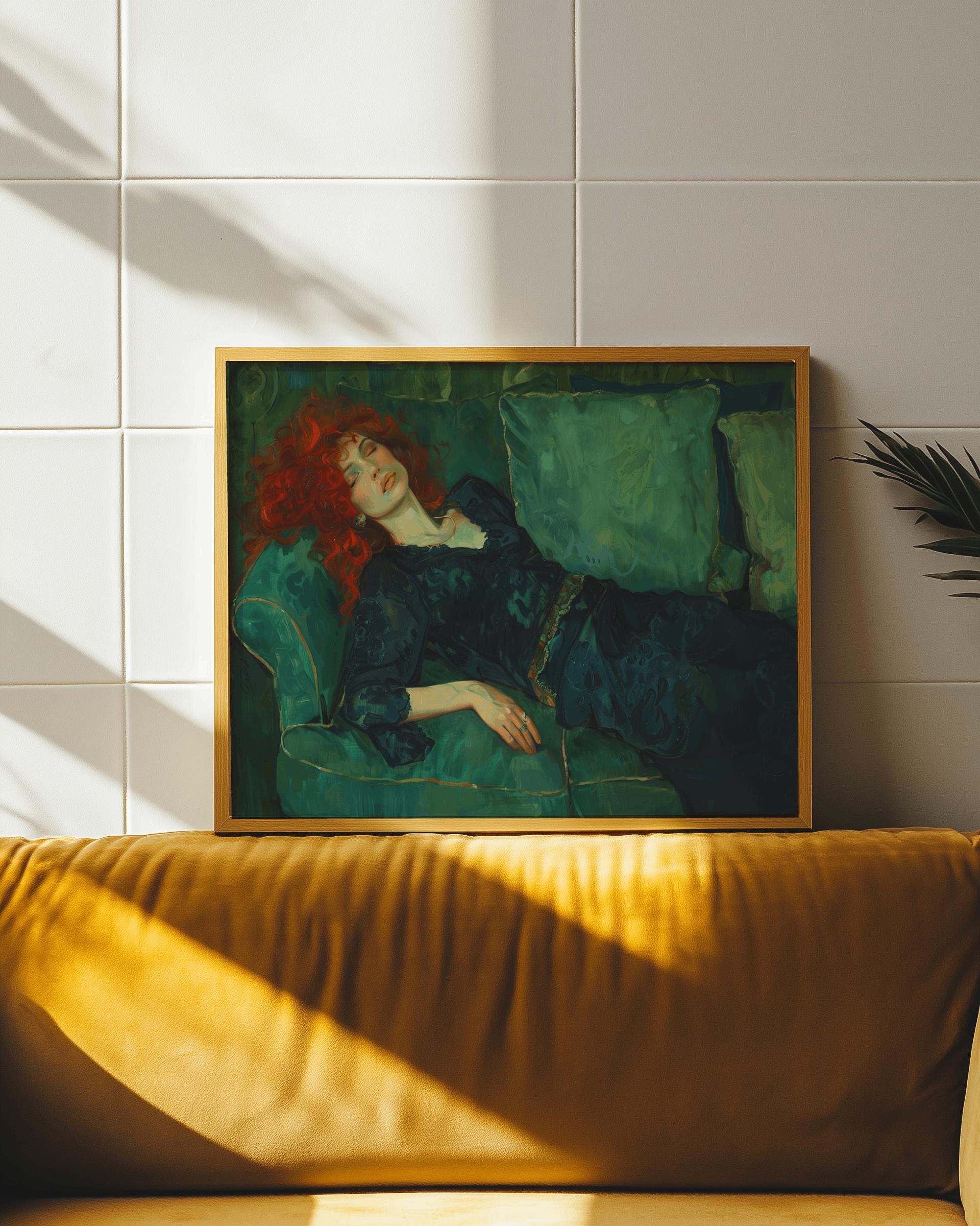 Victorian Redhead Woman Portrait – Decadent Lounge Painting Print (Digital Download)