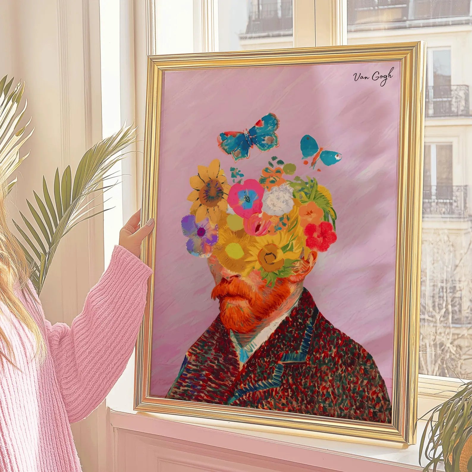 Floral Van Gogh Inspired Portrait Art Print | Colorful Modern Digital Poster | Botanical Abstract Wall Art (Digital Download)