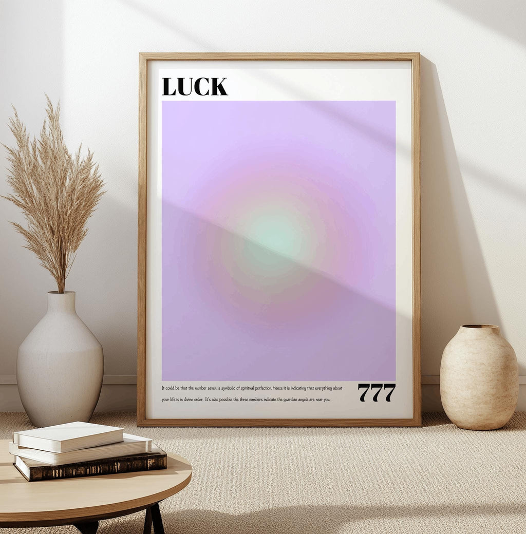 777 Angel Number Poster – Purple Aura Luck Print, Spiritual Y2K Wall Art (Digital Download)