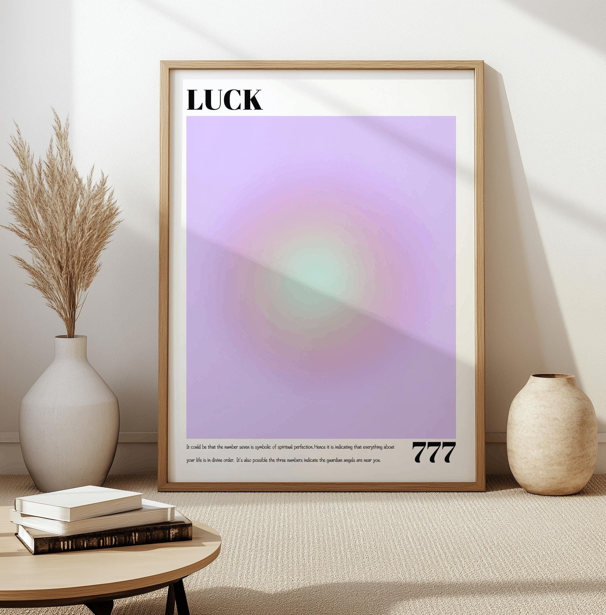 777 Angel Number Poster – Purple Aura Luck Print, Spiritual Y2K Wall Art (Digital Download)