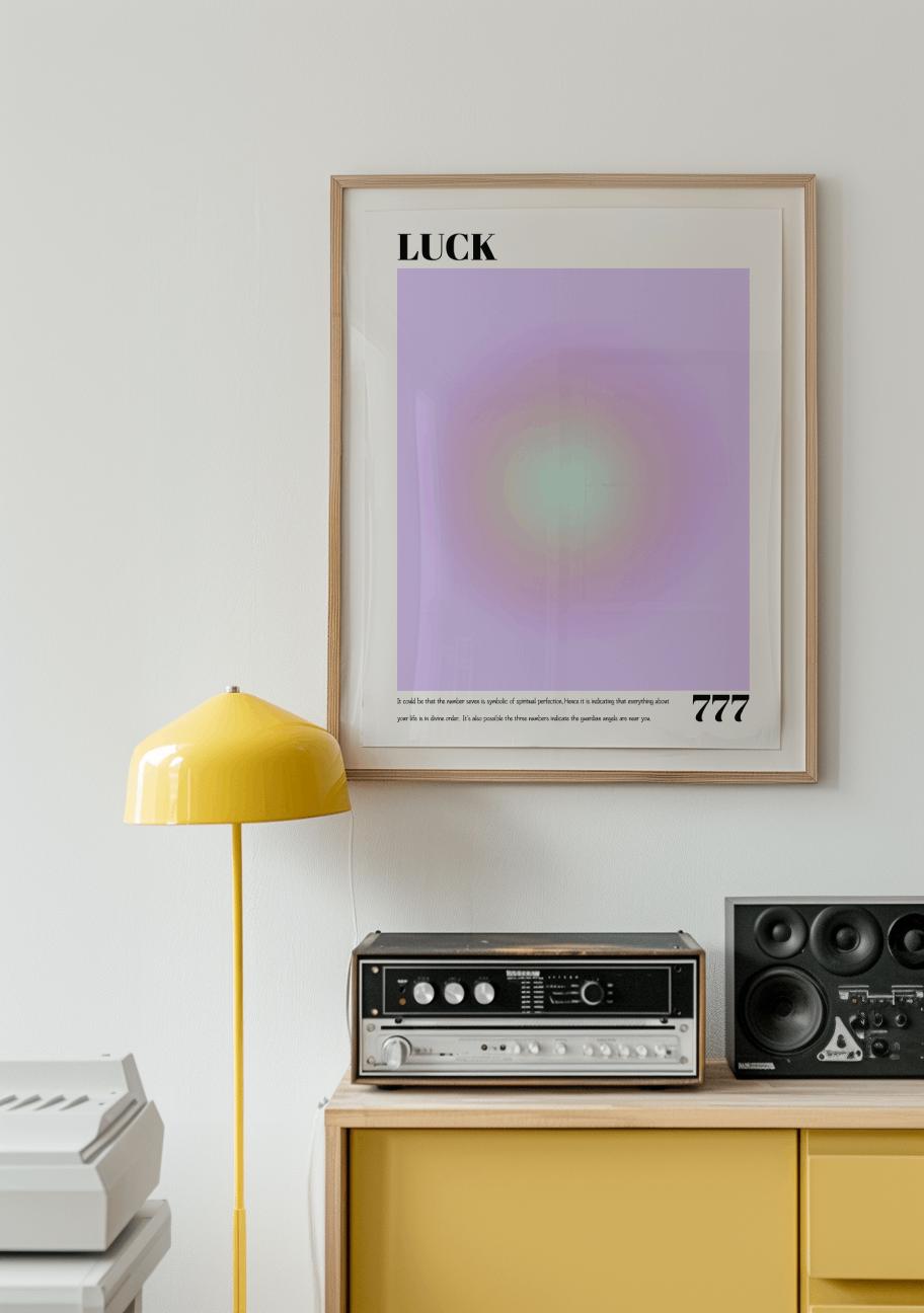 777 Angel Number Poster – Purple Aura Luck Print, Spiritual Y2K Wall Art (Digital Download)