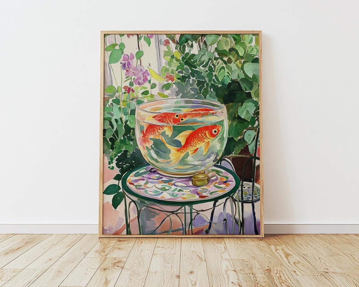 Matisse-Inspired Goldfish Print – Colorful Expressionist Wall Art (Digital Download)