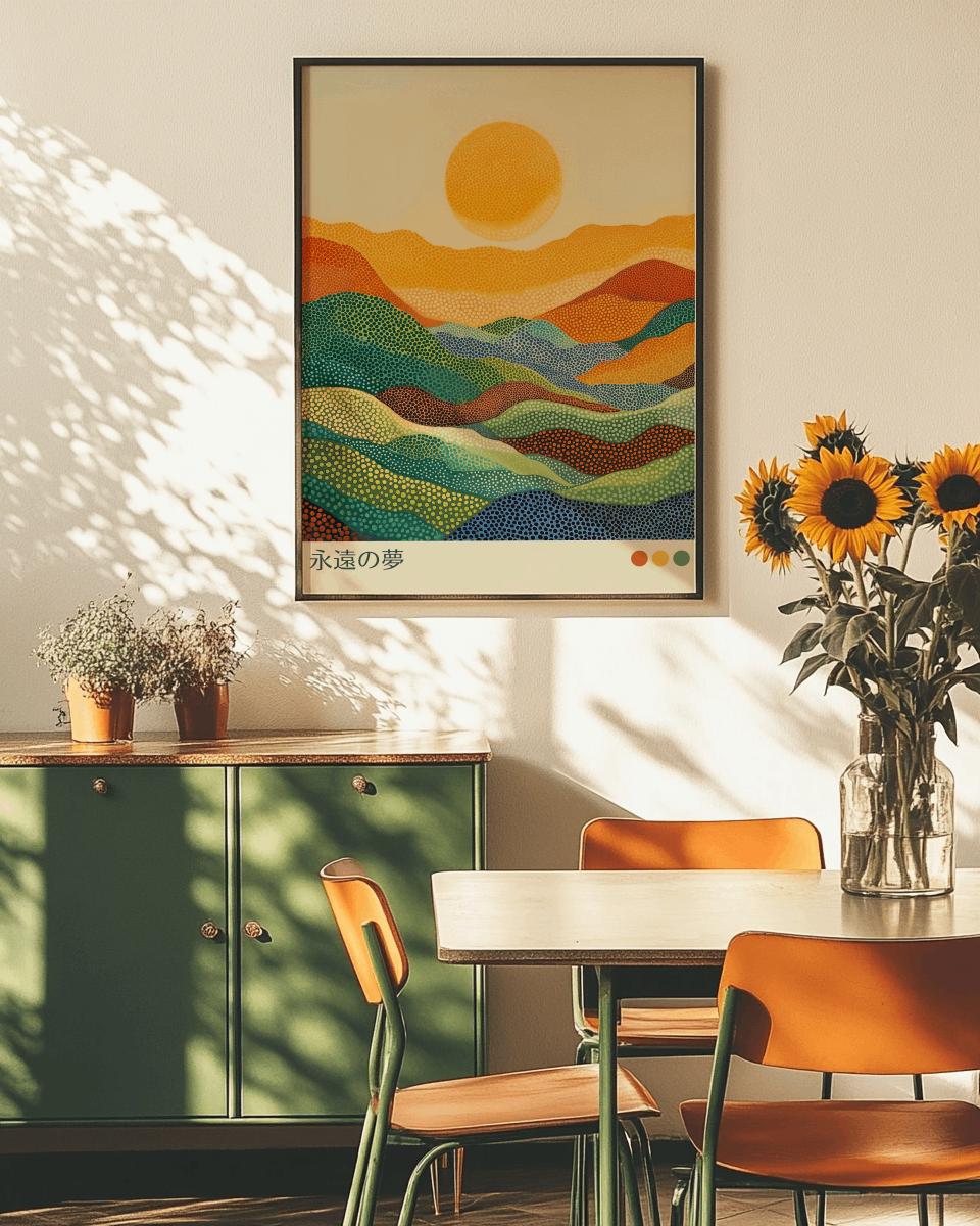 Japanese Grasslands Art Print – Japandi Wabi Sabi Landscape Poster (Digital Download)