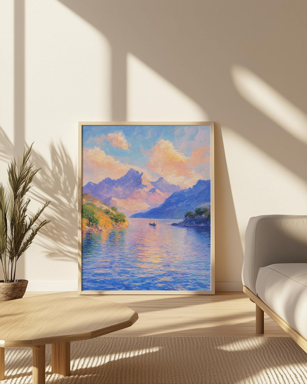 Impressionist Lake & Mountain Poster – Monet-Inspired Landscape Art | Digital Download