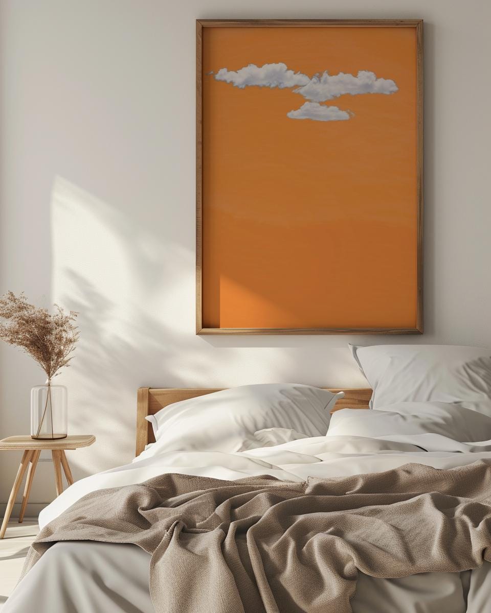 Minimal Orange Cloud Poster – Modern Abstract Wall Art (Digital Download)