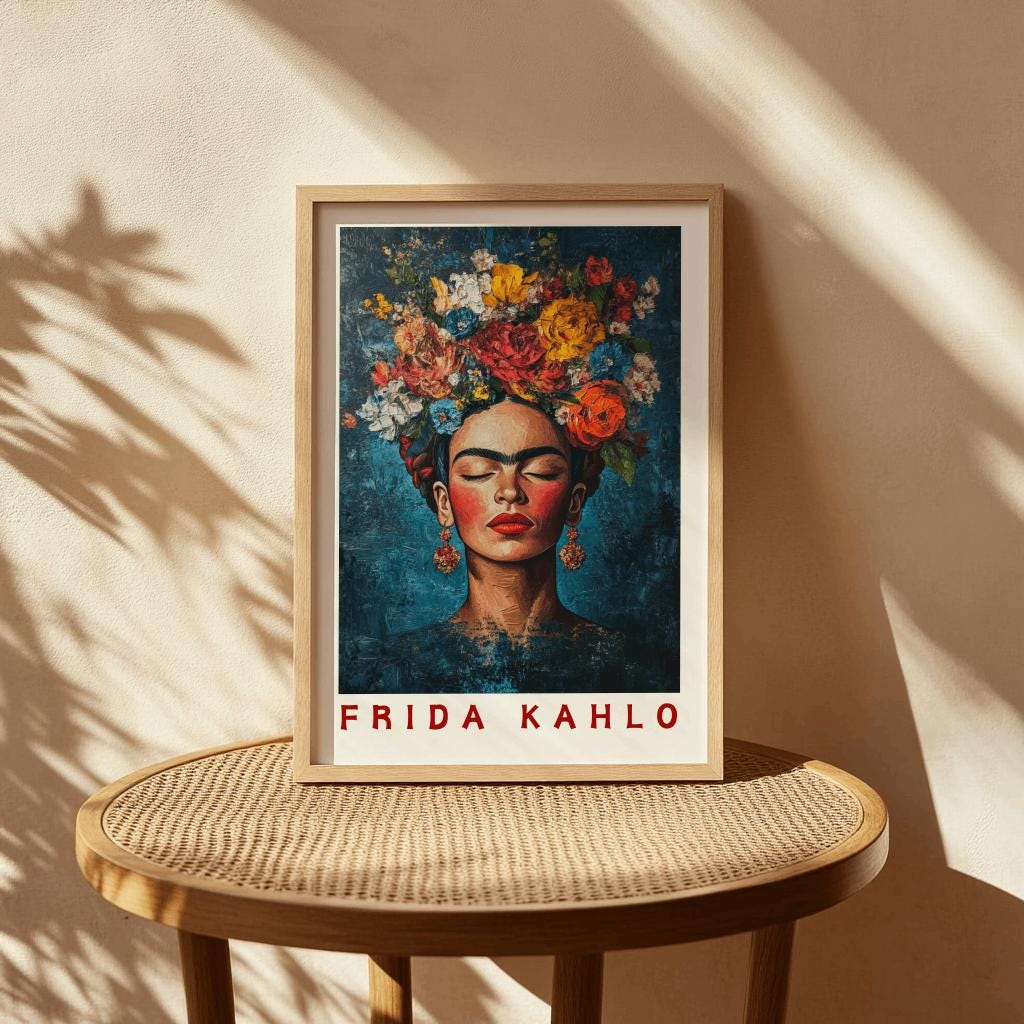 Frida Kahlo–Inspired Portrait Poster – Vibrant Mexican Art Print (Digital Download)