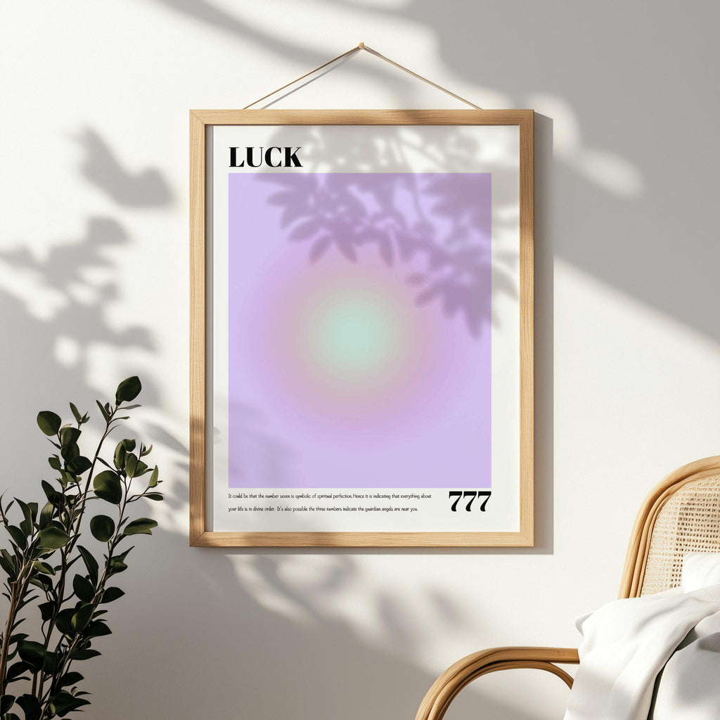 777 Angel Number Poster – Purple Aura Luck Print, Spiritual Y2K Wall Art (Digital Download)