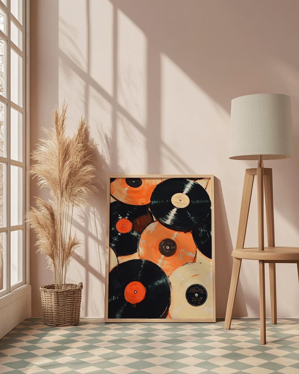 Eclectic Vinyl Record Art Print – Retro Music Wall Decor, Vintage LP Poster (Digital Download)