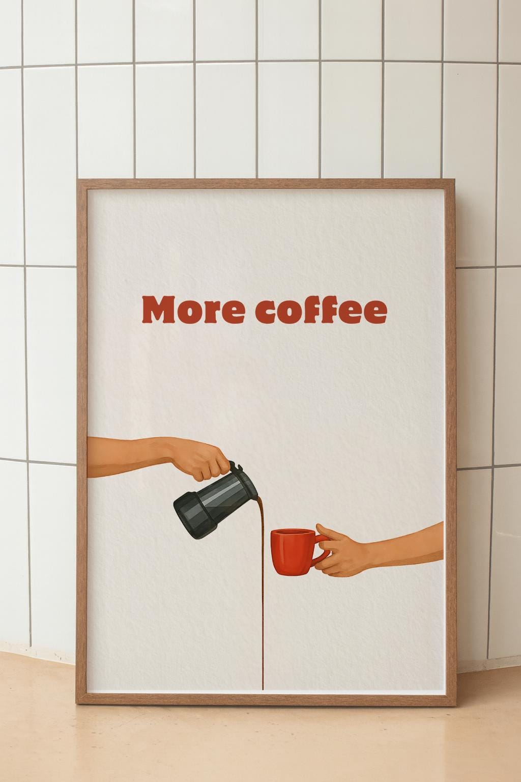 More Coffee Poster – Italian Moka Pot Wall Art, Retro Kitchen Print (Digital Download)