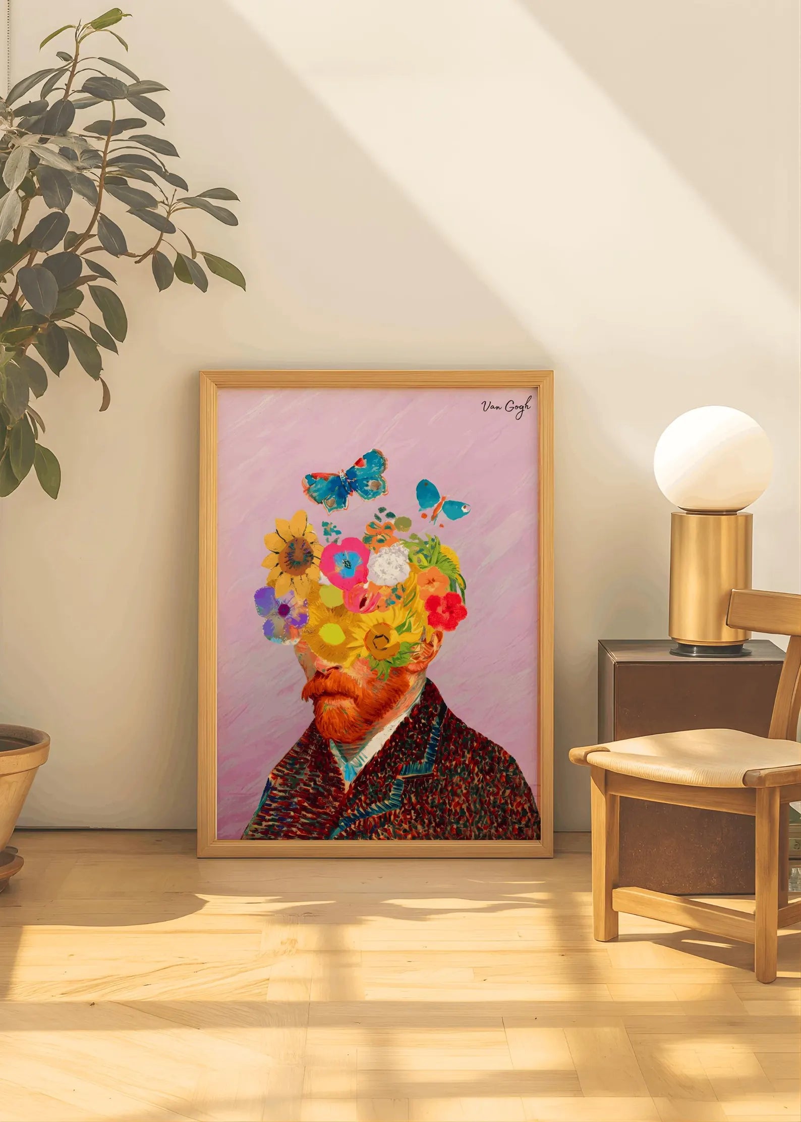 Floral Van Gogh Inspired Portrait Art Print | Colorful Modern Digital Poster | Botanical Abstract Wall Art (Digital Download)
