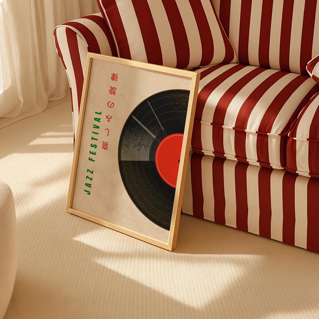 Japanese Retro Music Poster – Vintage Jazz Festival Vinyl Art Print (Digital Download)