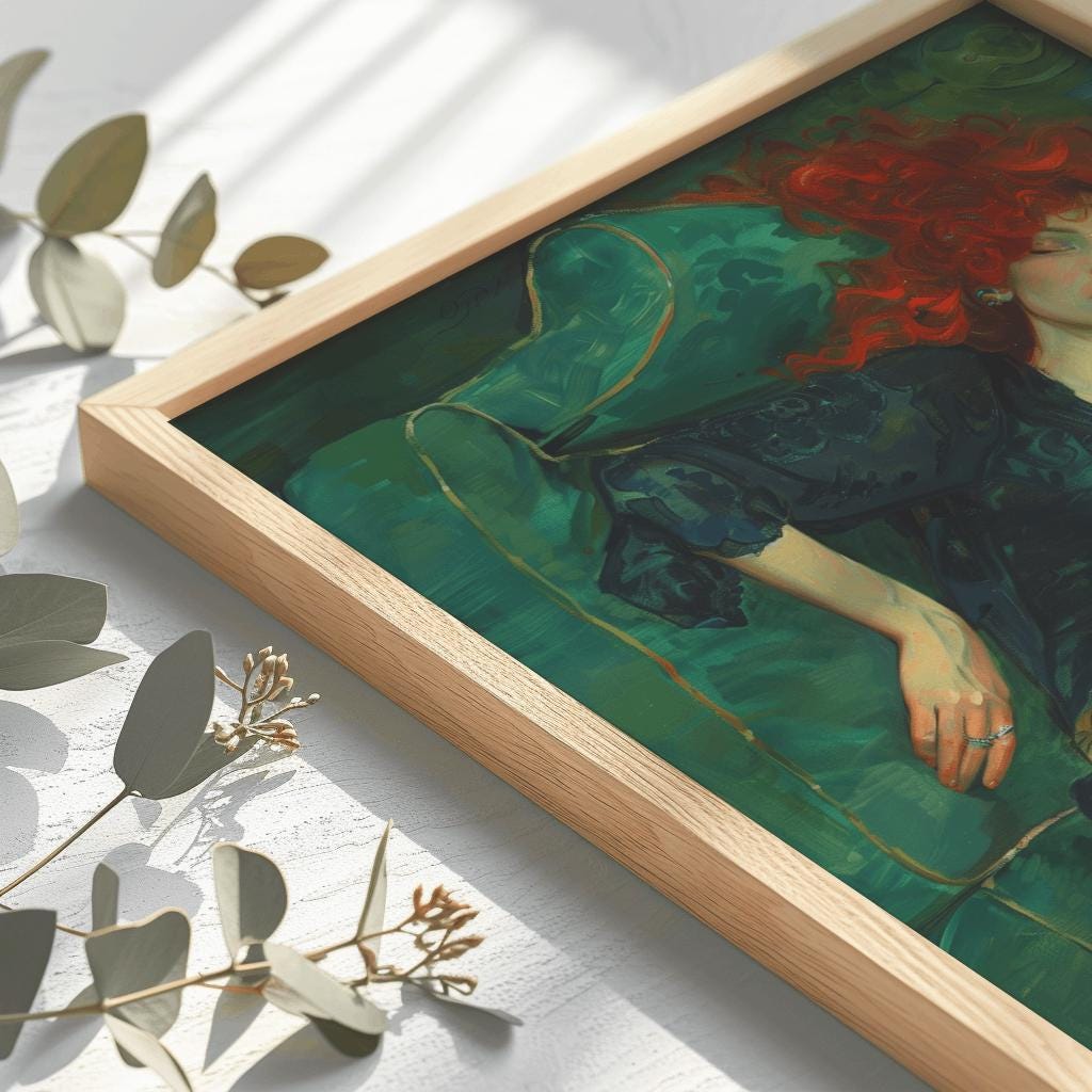 Victorian Redhead Woman Portrait – Decadent Lounge Painting Print (Digital Download)