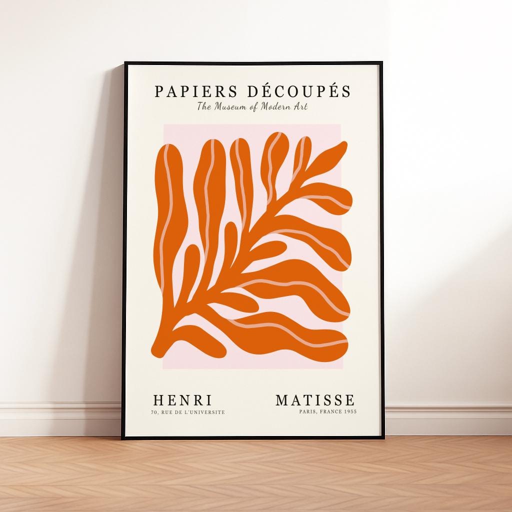 Matisse Cut Outs Poster – Abstract Orange Leaf Print, Modern Minimalist Wall Art (Digital Download)
