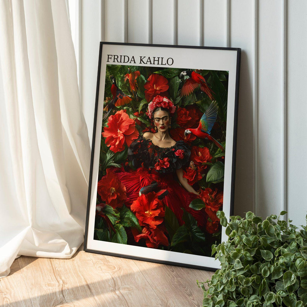 Frida Kahlo Floral Portrait: Mexican Feminist Art Print (Digital Download)