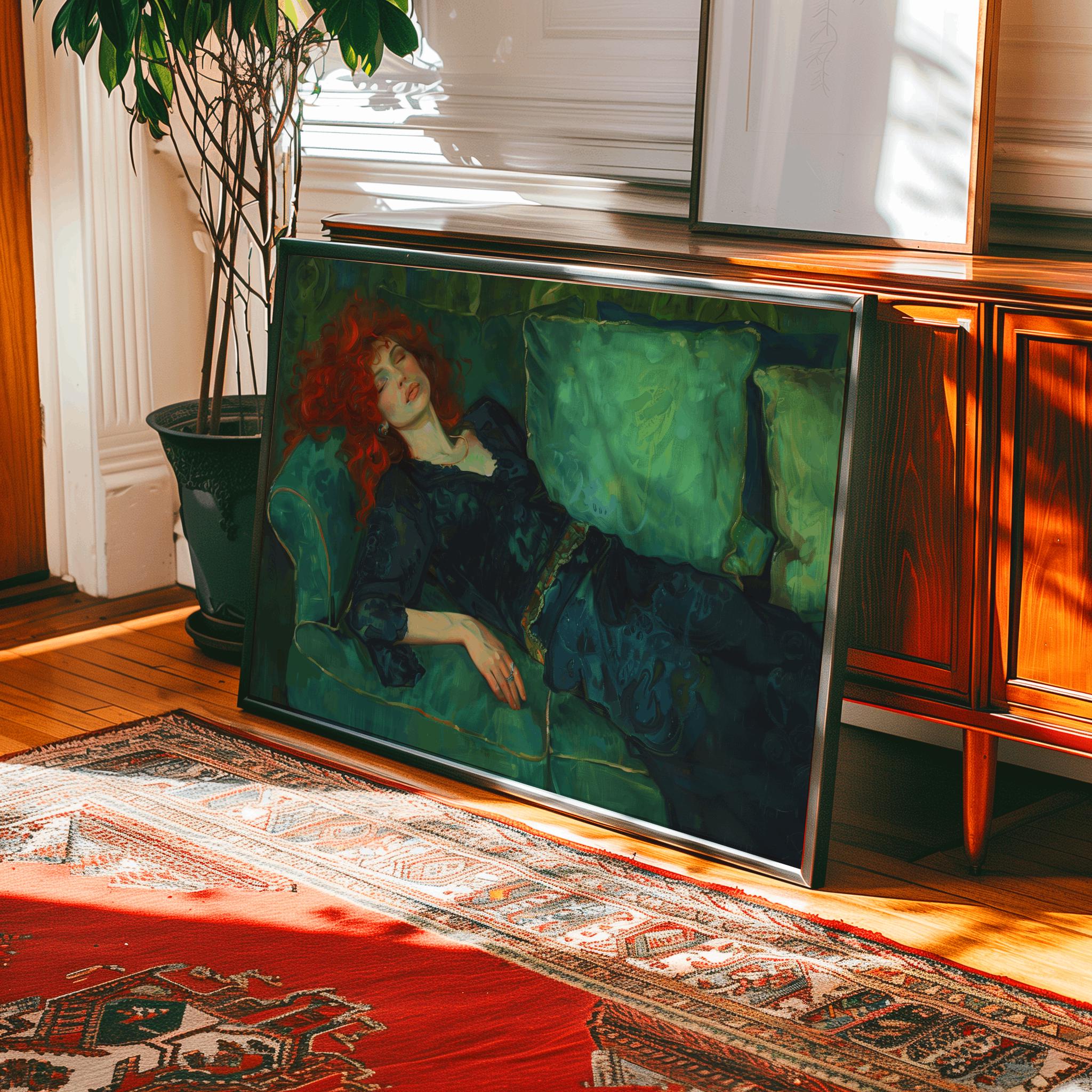 Victorian Redhead Woman Portrait – Decadent Lounge Painting Print (Digital Download)