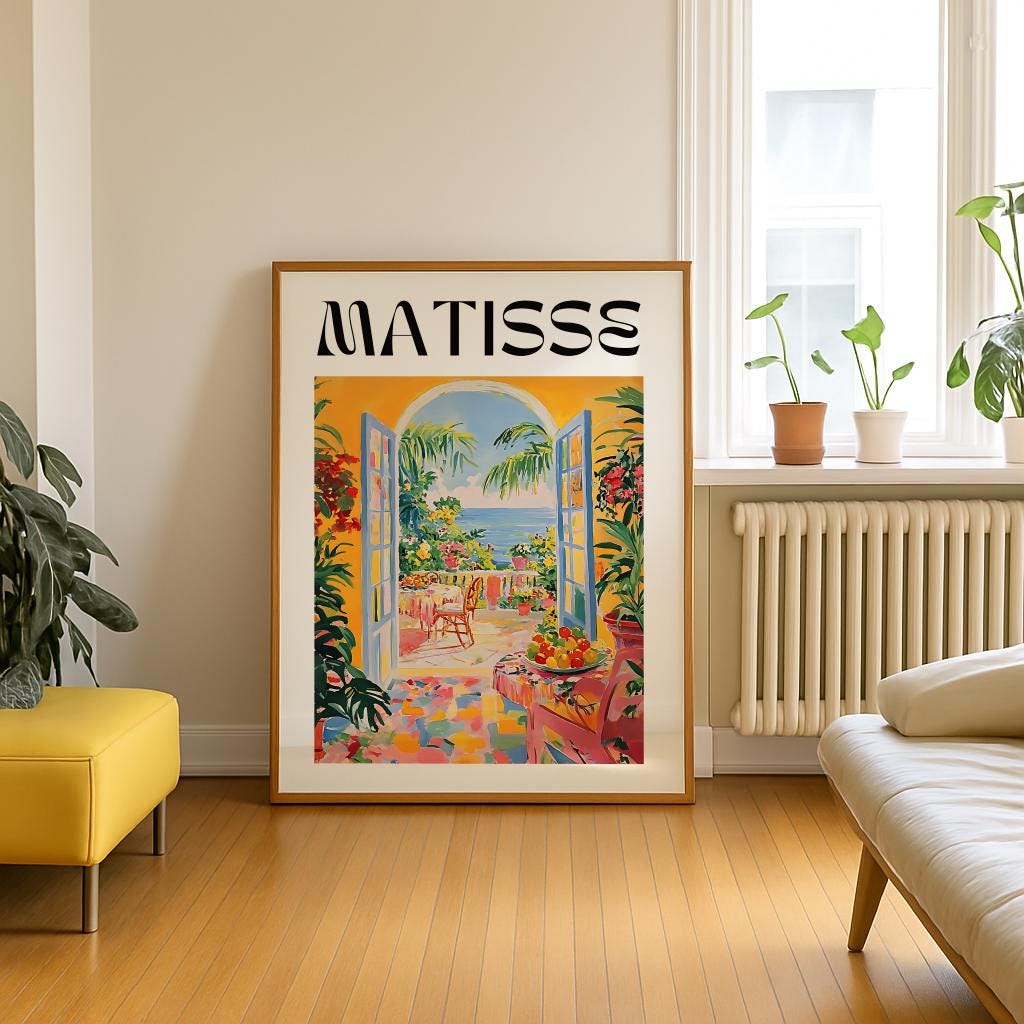 Open Window Matisse Inspired Print – Colorful Fauvist Coastal Art Poster (Digital Download)