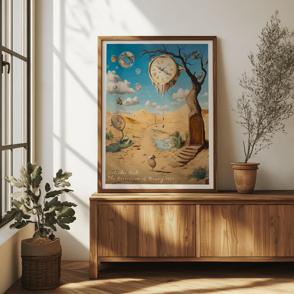 Dali Melting Clock Inspired Art Print – Surrealist Desert Dreamscape Poster (Digital Download)