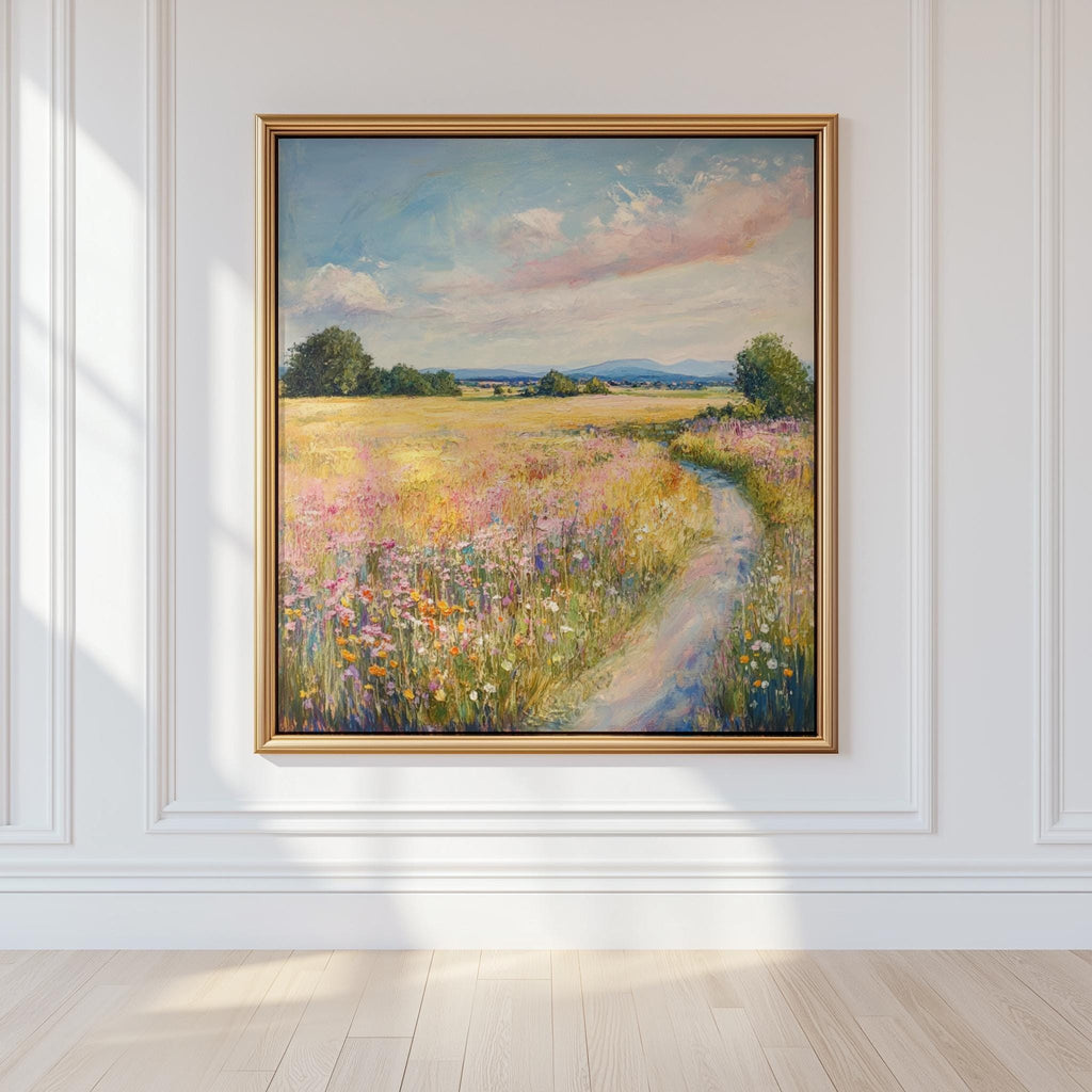 Monet Inspired Meadow Art Print – Impressionist Landscape Wall Art, Floral Field Painting (Digital Download)