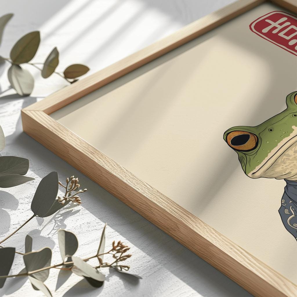 Matsumoto Hoji Frog & Cat Art Print – Vintage Japanese Ukiyo-e Poster (Digital Download)